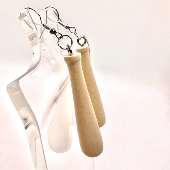 Baseball Bat Earrings - Baseball Mom Accessories - Wooden Bats - Sports Earrings - Picture 3 of 8